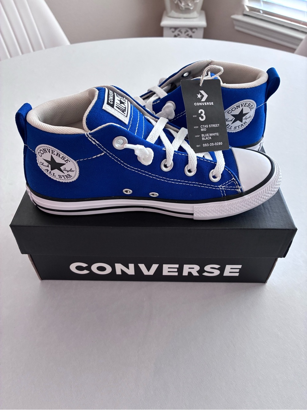Converse Kids Blue and White Chuck Taylor Mid Top Sneakers